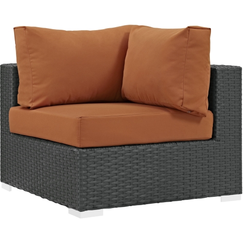 Sojourn Outdoor Patio Corner Section in Poly Rattan w/ Tuscan Sunbrella &reg Cushion