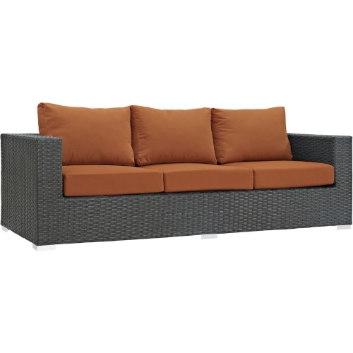 Sojourn Outdoor Patio Sofa in Poly Rattan w/ Tuscan Sunbrella &reg Cushion