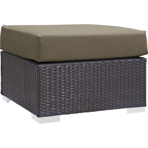 Convene Outdoor Patio Ottoman in Espresso w/ Mocha Cushion