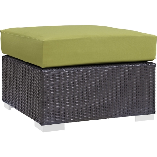 Convene Outdoor Patio Ottoman in Espresso w/ Peridot Cushion