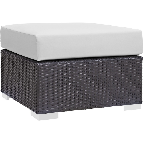 Convene Outdoor Patio Ottoman in Espresso w/ White Cushion