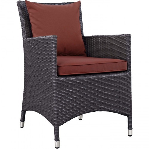 Convene Outdoor Dining Arm Chair in Espresso Poly Rattan & Currant