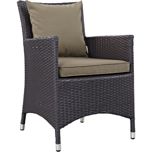 Convene Outdoor Dining Arm Chair in Espresso w/ Mocha Cushion