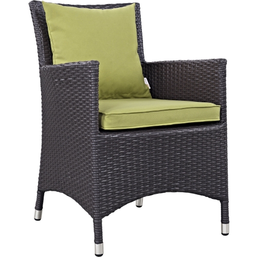 Convene Dining Outdoor Patio Armchair in Espresso w/ Peridot Cushion