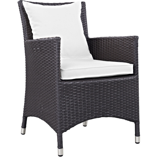 Convene Dining Outdoor Patio Armchair in Espresso w/ White Cushion