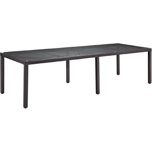 Convene 114" Outdoor Patio Dining Table in Espresso w/ Tempered Glass