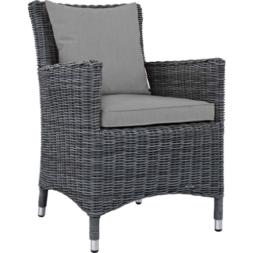 Summon Dining Outdoor Sunbrella &reg; Armchair in Gray Poly Rattan & Gray