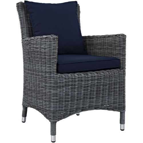 Summon Dining Outdoor Patio Armchair in Canvas w/ Navy Sunbrella