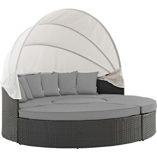 Sojourn Outdoor Sunbrella &reg; Daybed in Chocolate Poly Rattan & Gray