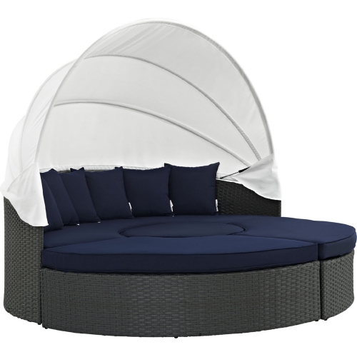 Sojourn Outdoor Patio Daybed in Poly Rattan w/ Navy Sunbrella &reg Cushion