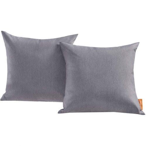 Convene Outdoor Patio Pillow in Gray Fabric (Set of 2)