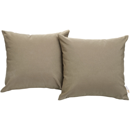 Convene 2 Piece Outdoor Patio Pillow Set in Mocha Fabric