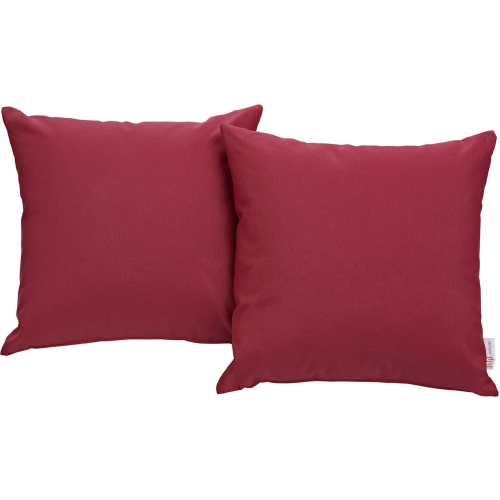 Convene 2 Piece Outdoor Patio Pillow Set in Red Fabric