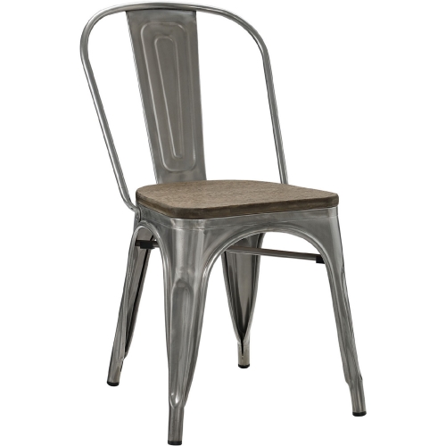 Promenade Dining Chair in GunMetal Distressed Steel w/ Wood Seat