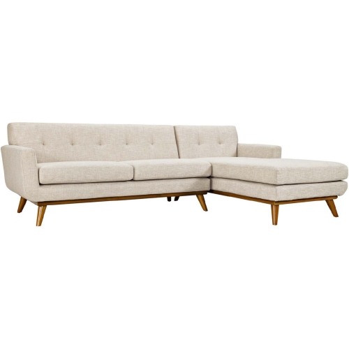 Engage Right Facing Sectional Sofa in Tufted Beige Fabric