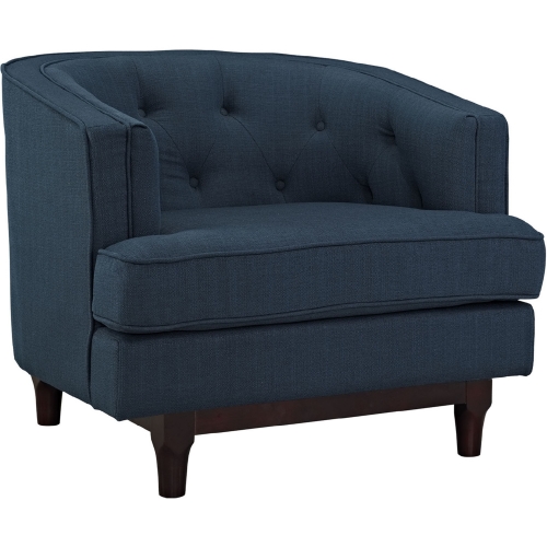 Coast Armchair in Tufted Azure Fabric on Walnut Finish Legs