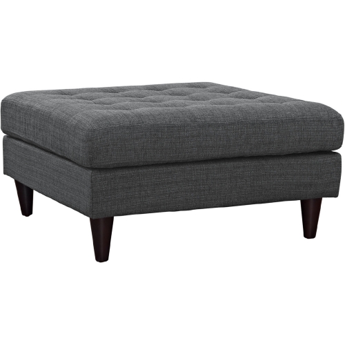 Empress 35" Bench in Tufted Gray Fabric on Black Wood Legs