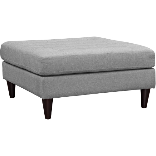 Empress 35" Bench in Tufted Light Gray Fabric on Black Wood Legs