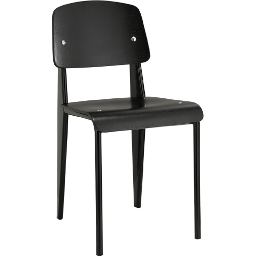 Cabin Dining Chair w/ Wood Seat on Black Iron Frame