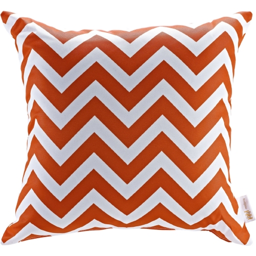 Modway Outdoor Patio Pillow in Orange & White Chevron Fabric