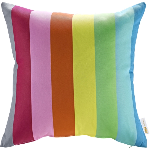 Modway Outdoor Patio Pillow in Rainbow Striped Fabric