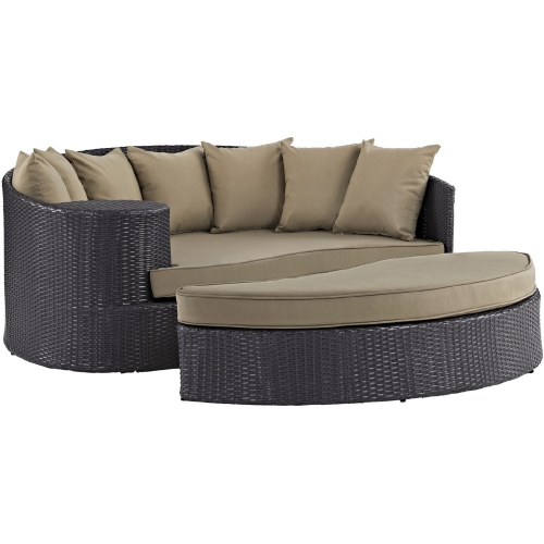 Convene Outdoor Patio Daybed in Espresso w/ Mocha Cushions