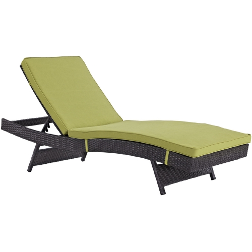 Convene Outdoor Patio Chaise in Espresso w/ Peridot Cushions