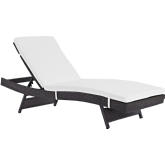 Convene Outdoor Patio Chaise in Espresso w/ White Cushions