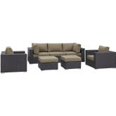 Convene 7 Piece Outdoor Patio Sectional Set in Espresso w/ Mocha Cushions