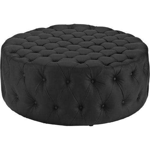 Amour Vinyl Ottoman in All-Over Tufted Black