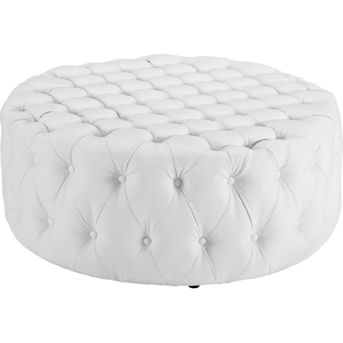 Amour Vinyl Ottoman in All-Overr Tufted White