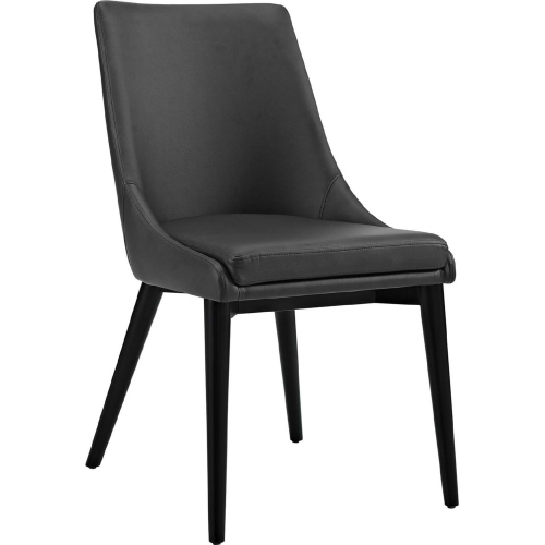 Viscount Dining Chair in Black Leatherette on Black Wood Legs