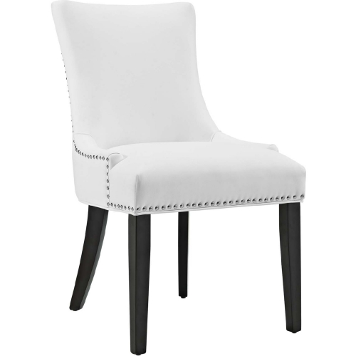 Marquis Tufted White Leatherette Dining Chair w/ Nailhead Trim