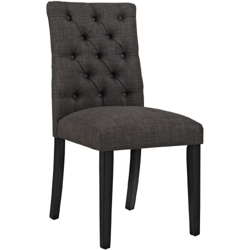 Duchess Fabric Dining Chair in Tufted Brown on Wood Legs