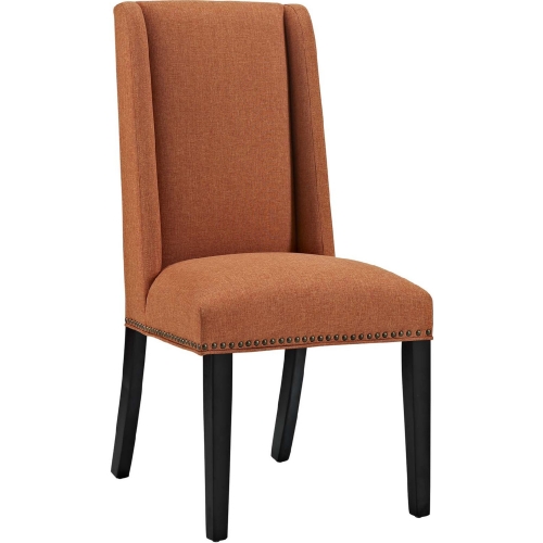 Baron Fabric Dining Chair in Orange Fabric w/ Nailhead Trim on Wood Legs