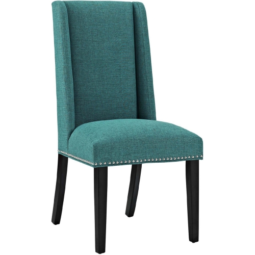 Baron Fabric Dining Chair in Teal Fabric w/ Nailhead Trim on Wood Legs