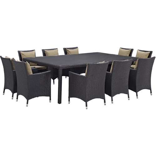 Convene 11 Piece Outdoor Patio Dining Set in Espresso w/ Mocha Cushions