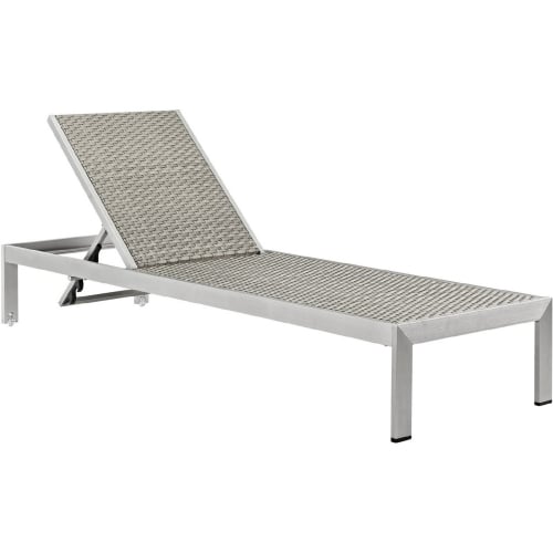 Shore Outdoor Patio Aluminum Chaise in Silver w/ Gray Mesh Sling