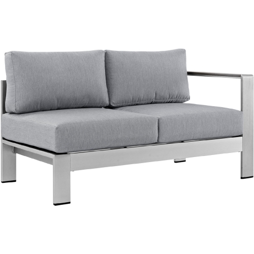 Shore Outdoor Patio Aluminum Loveseat w/ Gray Slats