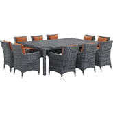 Summon 11 Piece Outdoor Patio Sunbrella &reg; Dining Set in Canvas w/ Tuscan Cushions