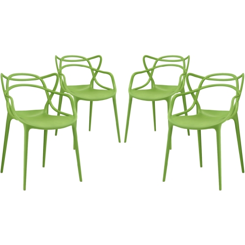 Entangled Dining Chair in Green Polypropylene (Set of 4)