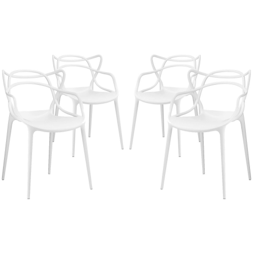 Entangled Dining Chair in White Polypropylene (Set of 4)