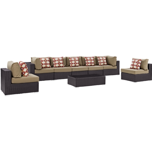 Convene 8 Piece Outdoor Patio Sectional Set in Espresso & Mocha