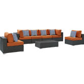 Sojourn 7 Piece Outdoor Sunbrella &reg; Sectional Set in Canvas & Tuscan