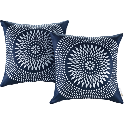 Modway 2 Piece Outdoor Patio Pillow Set w/ Cartouche Print Pattern