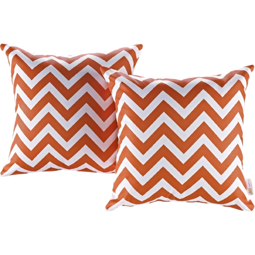 Modway 2 Piece Outdoor Patio Pillow Set w/ Chevron Print Pattern