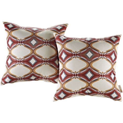 Modway 2 Piece Outdoor Patio Pillow Set w/ Repeat Print Pattern