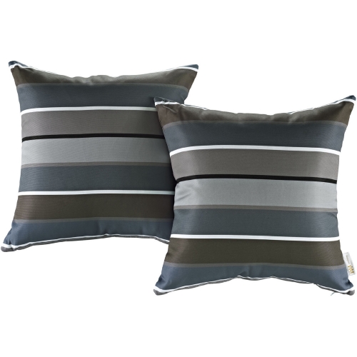 Modway 2 Piece Outdoor Patio Pillow Set w/ Stripe Print Pattern