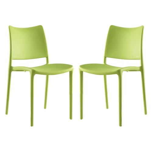 Hipster Dining Side Chair in Green Polypropylene (Set of 2)