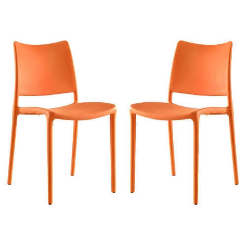 Hipster Dining Side Chair in Orange Polypropylene (Set of 2)